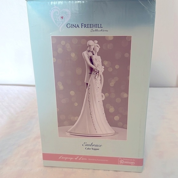 🆕Gina Free-hill collection Wedding EMBRACE CAKE TOPPER Polyresin Bride Groom - Picture 3 of 13